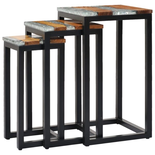 vidaXL Nesting Tables 3 pcs Solid Teak Wood and Polyresin - Image 12