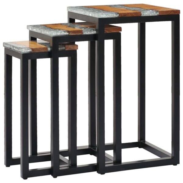 vidaXL Nesting Tables 3 pcs Solid Teak Wood and Polyresin - Image 10