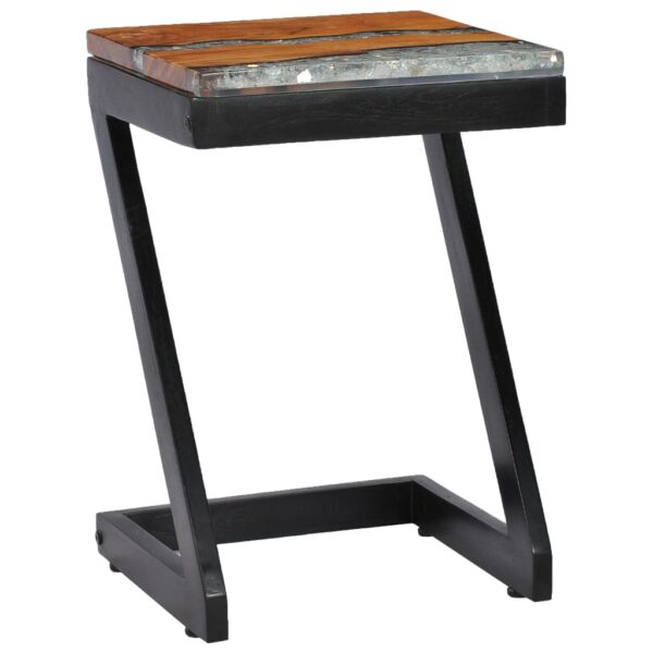 vidaXL Coffee Table 11.8"x11.8"x19.6" Solid Teak Wood and Polyresin - Image 9