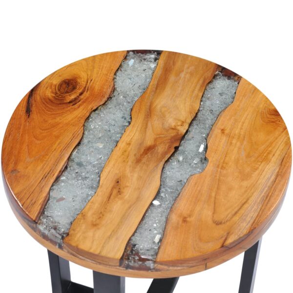 vidaXL Coffee Table 15.7"x17.7" Solid Teak Wood and Polyresin - Image 4