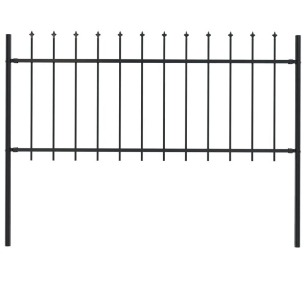 vidaXL Garden Fence with Spear Top Steel 66.9"x31.5" Black