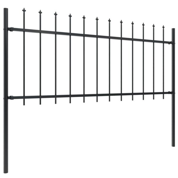 vidaXL Garden Fence with Spear Top Steel 66.9"x31.5" Black - Image 2