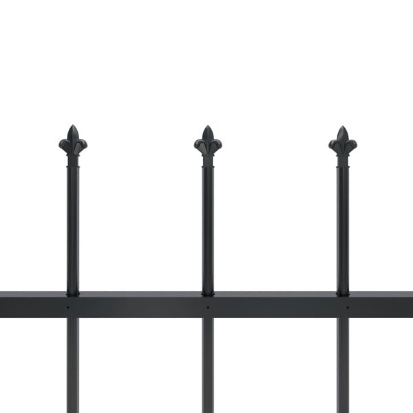 vidaXL Garden Fence with Spear Top Steel 66.9"x31.5" Black - Image 4