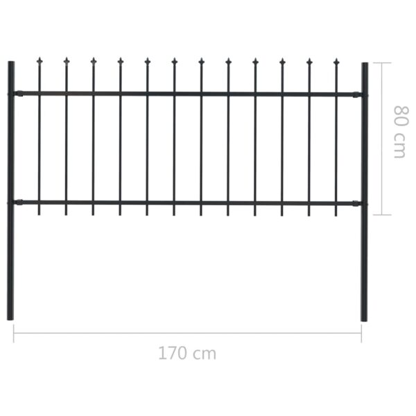 vidaXL Garden Fence with Spear Top Steel 66.9"x31.5" Black - Image 5