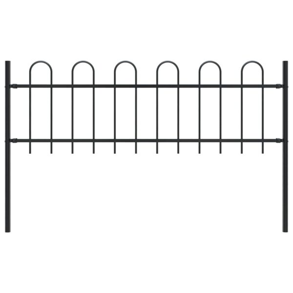 vidaXL Garden Fence with Hoop Top Steel 5.6' Black