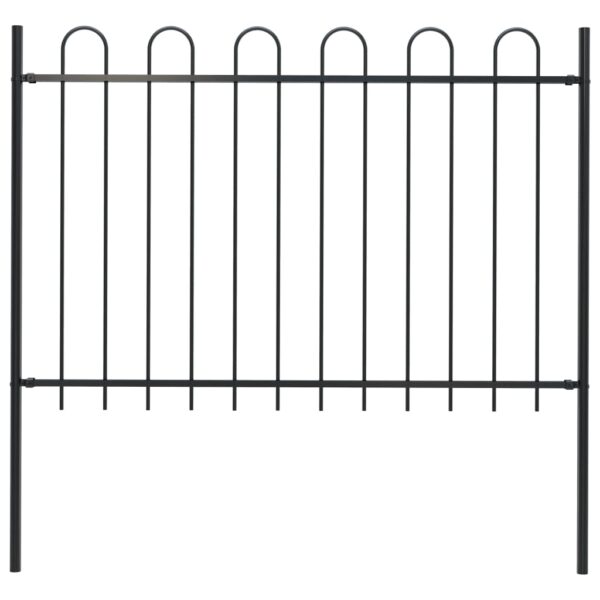 vidaXL Garden Fence with Hoop Top Steel 5.6' Black