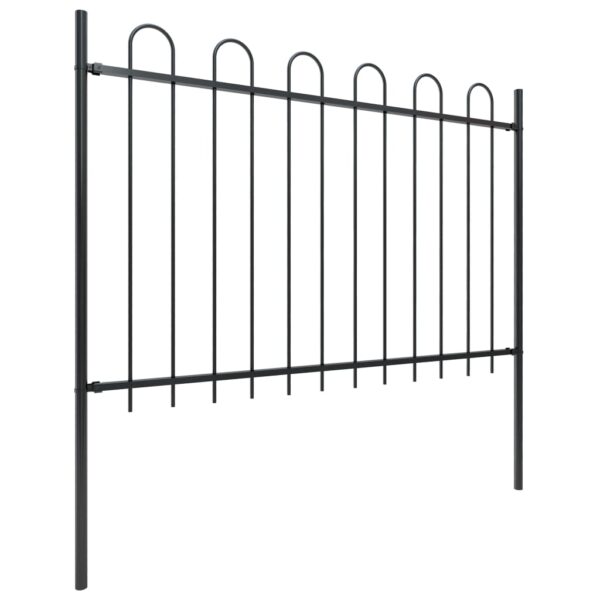 vidaXL Garden Fence with Hoop Top Steel 5.6' Black - Image 2