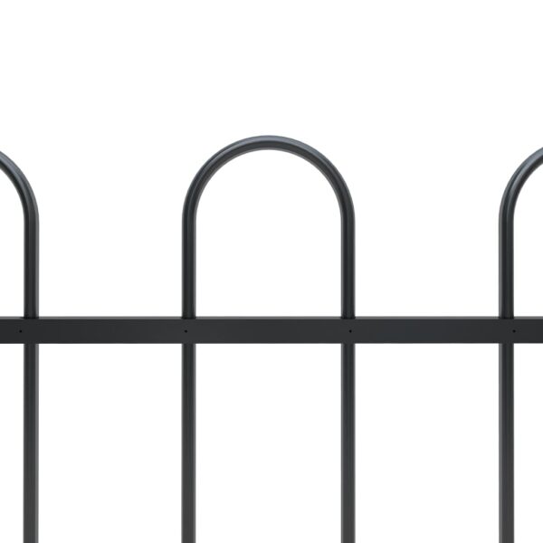 vidaXL Garden Fence with Hoop Top Steel 5.6' Black - Image 3