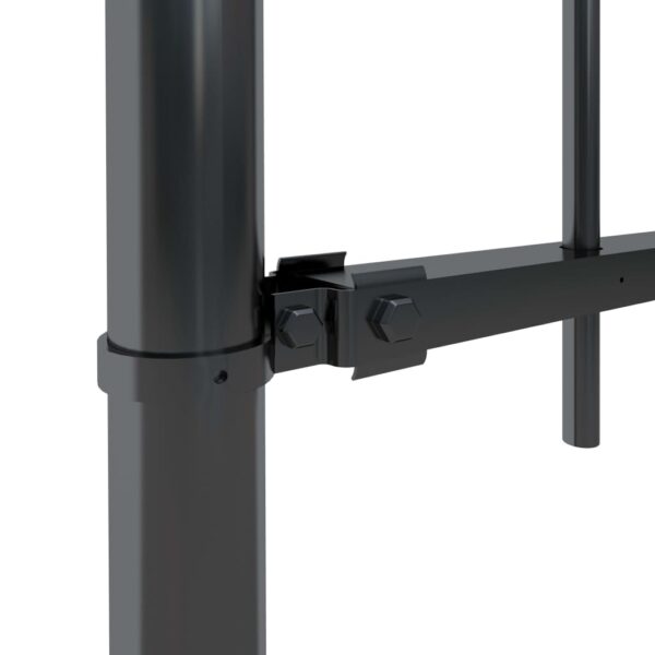 vidaXL Garden Fence with Hoop Top Steel 5.6' Black - Image 4