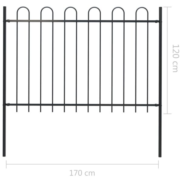 vidaXL Garden Fence with Hoop Top Steel 5.6' Black - Image 5