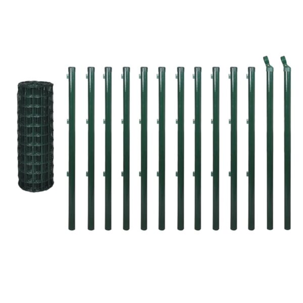 vidaXL Euro Fence Steel 82 ftx4.92 ft Green - Image 3