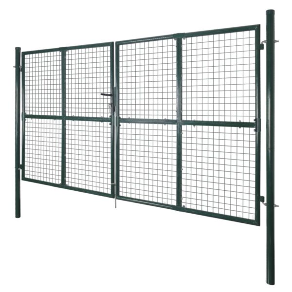 vidaXL Double Door Fence Gate Powder-Coated Steel - Image 2