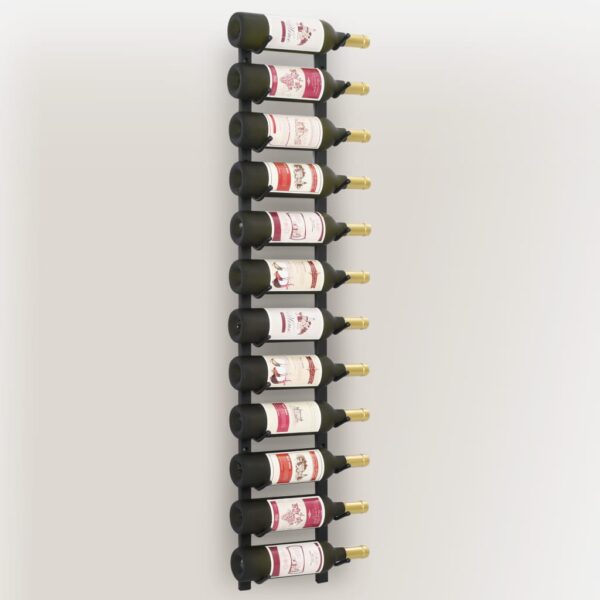 vidaXL Wall Mounted Wine Rack for 12 Bottles Black Iron - Image 5