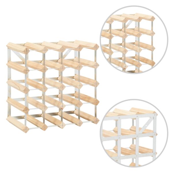 vidaXL Wine Rack for 20 Bottles Solid Pinewood - Image 4