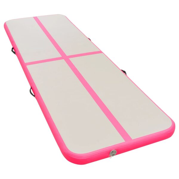 vidaXL Inflatable Gymnastics Mat with Pump 275.6"x39.4"x3.9" PVC Pink - Image 2