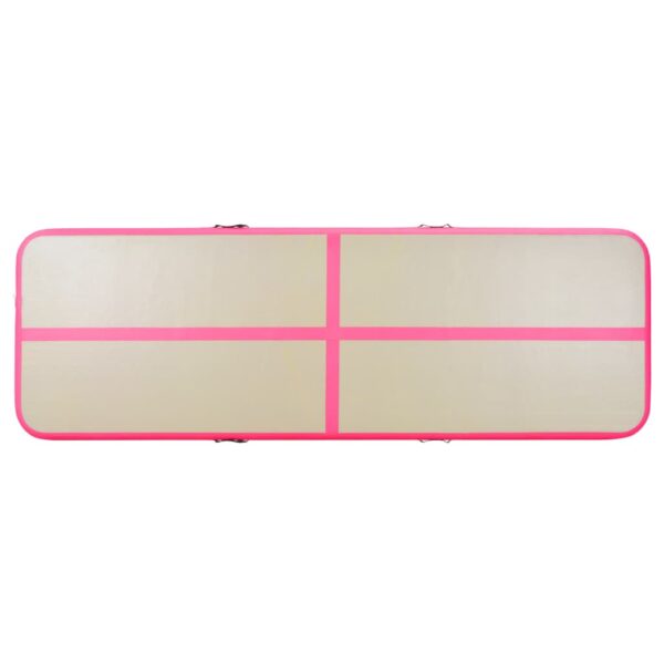 vidaXL Inflatable Gymnastics Mat with Pump 275.6"x39.4"x3.9" PVC Pink - Image 5