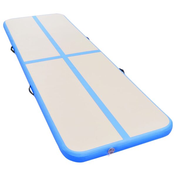 vidaXL Inflatable Gymnastics Mat with Pump 275.6"x39.4"x3.9" PVC Blue - Image 2