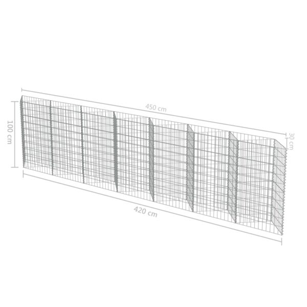 vidaXL Gabion Wall Galvanized Steel 177.2"x11.8"x39.4" - Image 7