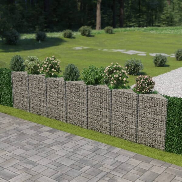 vidaXL Gabion Wall Galvanized Steel 177.2"x11.8"x39.4"