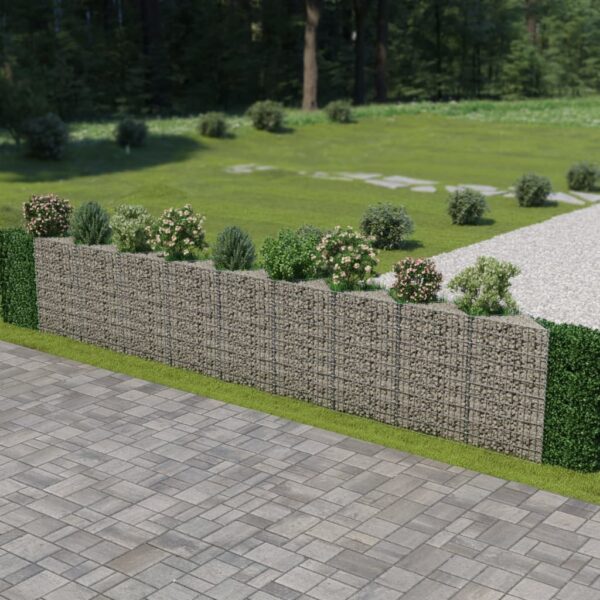 vidaXL Gabion Wall Galvanized Steel 248"x11.8"x39.4"