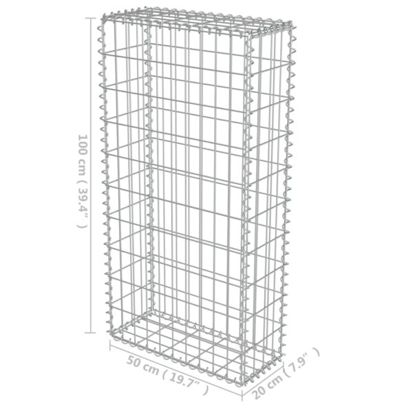 vidaXL Gabion Wall with Covers Galvanized Steel 19.7"x7.78"x39.4" - Image 6