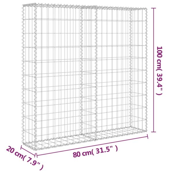 vidaXL Gabion Wall with Covers Galvanized Steel 31.5"x7.87"x39.4" - Image 6