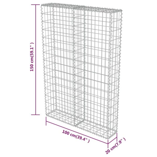 vidaXL Gabion Wall with Covers Galvanized Steel 39.4"x7.87"x59" - Image 6