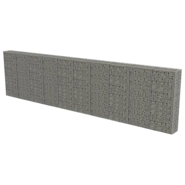 vidaXL Gabion Wall with Covers Galvanized Steel 236"x11.8"x59" - Image 2