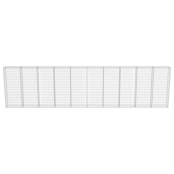 vidaXL Gabion Wall with Covers Galvanized Steel 236"x11.8"x59" - Image 4