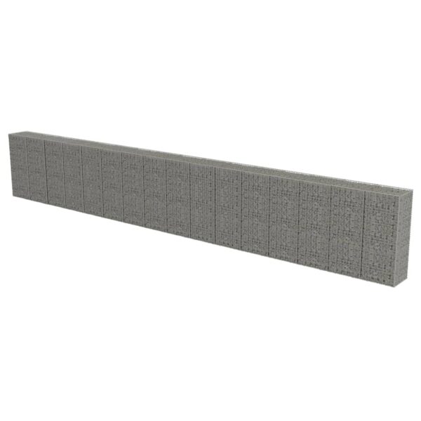 vidaXL Gabion Wall with Covers Galvanized Steel 354"x19.7"x59" - Image 2