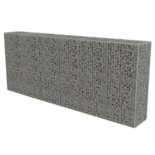 vidaXL Gabion Wall with Covers Galvanized Steel 118"x19.7"x59" - Image 2