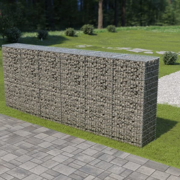 vidaXL Gabion Wall with Covers Galvanized Steel 118"x19.7"x59"