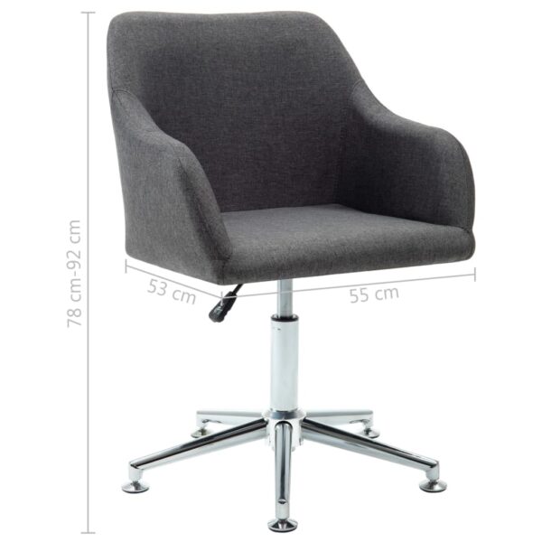 vidaXL Swivel Dining Chair Dark Gray Fabric - Image 8