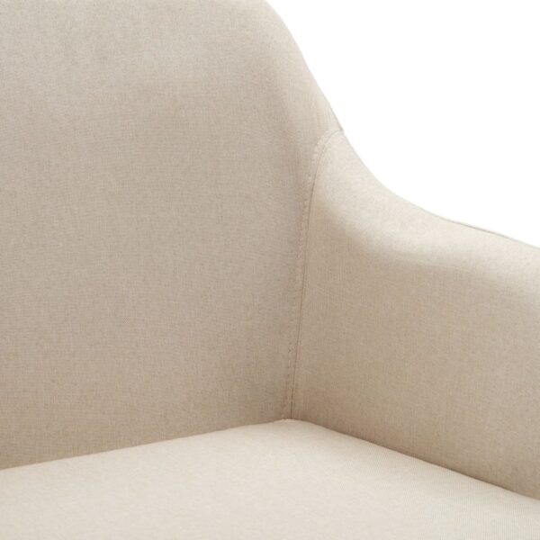 vidaXL Swivel Dining Chair Cream Fabric - Image 6