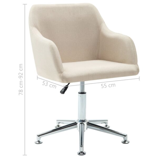 vidaXL Swivel Dining Chair Cream Fabric - Image 8