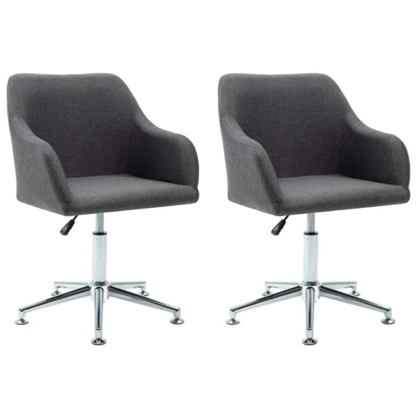 vidaXL Swivel Dining Chairs 2 pcs Dark Gray Fabric - Image 2