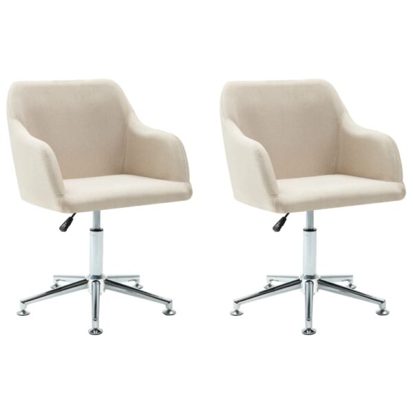 vidaXL Swivel Dining Chairs 2 pcs Cream Fabric - Image 2