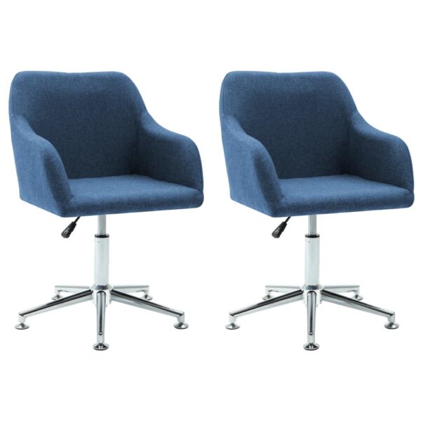 vidaXL Swivel Dining Chairs 2 pcs Blue Fabric - Image 2