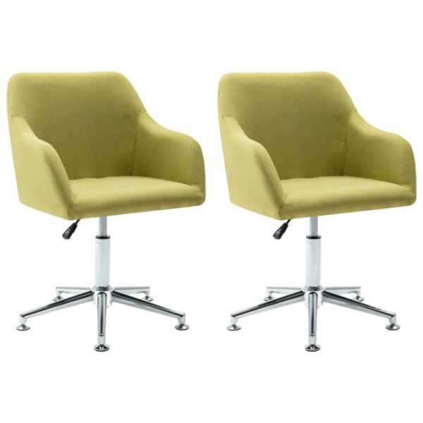 vidaXL Swivel Dining Chairs 2 pcs Green Fabric - Image 2