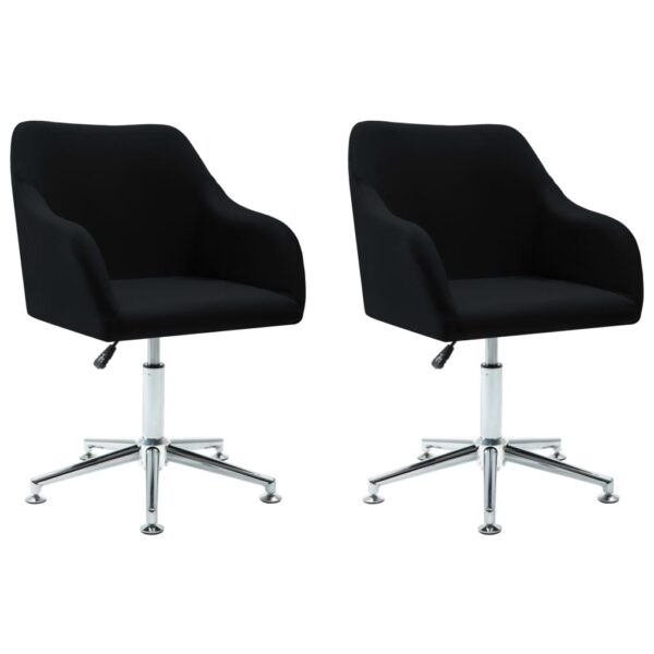 vidaXL Swivel Dining Chairs 2 pcs Black Fabric - Image 2