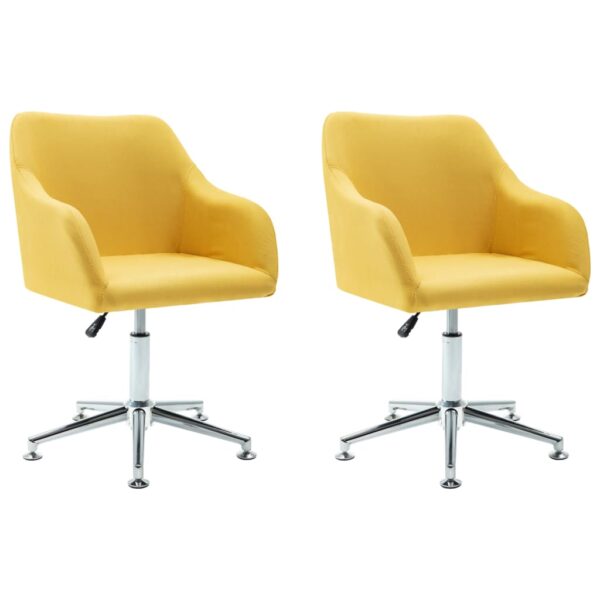 vidaXL Swivel Dining Chairs 2 pcs Yellow Fabric - Image 2