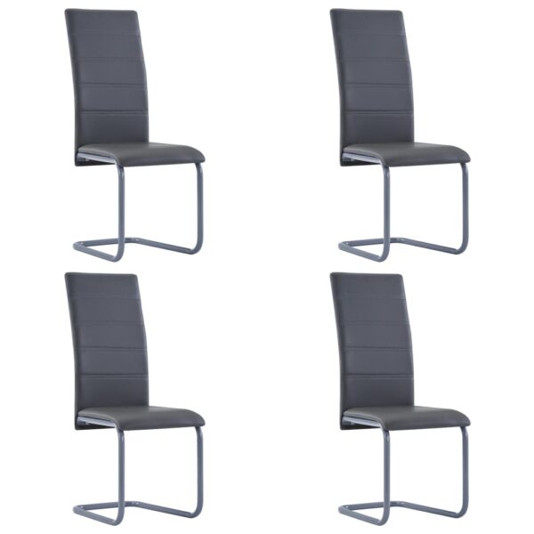 vidaXL Cantilever Dining Chairs 4 pcs Gray Faux Leather