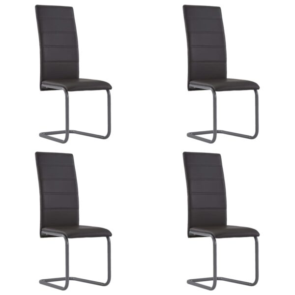 vidaXL Cantilever Dining Chairs 4 pcs Brown Faux Leather