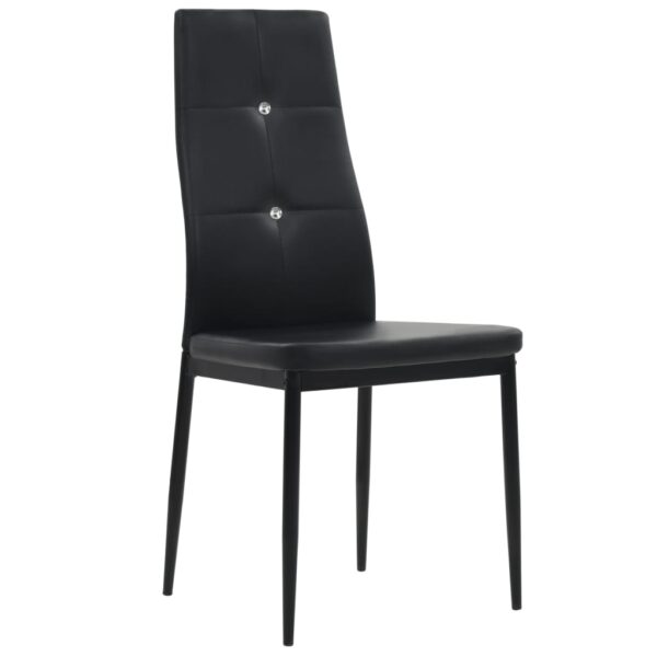 vidaXL Dining Chairs 4 pcs Black Faux Leather - Image 2