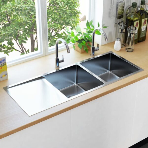 vidaXL Handmade Kitchen Sink Stainless Steel - Image 3