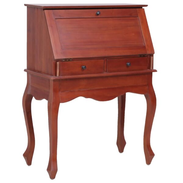 vidaXL Secretary Desk Brown 30.7"x16.5"x40.6" Solid Mahogany Wood - Image 2