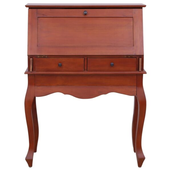 vidaXL Secretary Desk Brown 30.7"x16.5"x40.6" Solid Mahogany Wood - Image 3