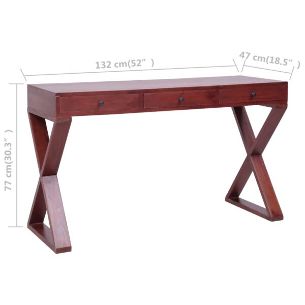 vidaXL Computer Desk Brown 52"x18.5"x30.3" Solid Mahogany Wood - Image 8