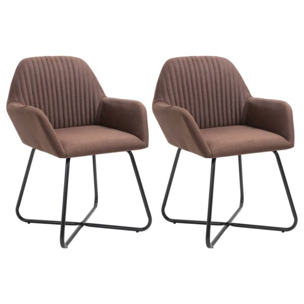 vidaXL Dining Chairs 2 pcs Brown Fabric