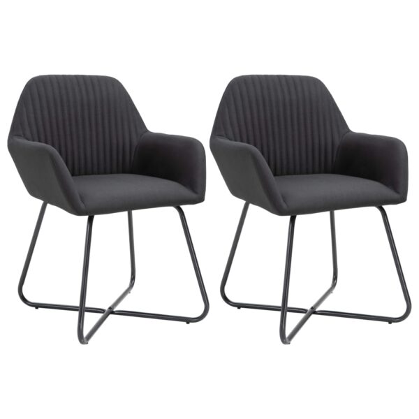 vidaXL Dining Chairs 2 pcs Black Fabric